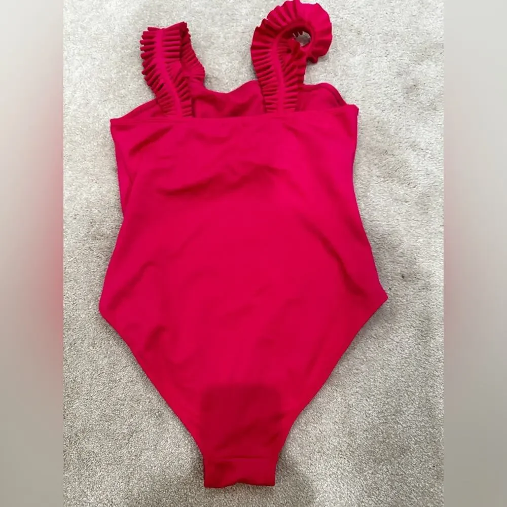 Habitual girl hot pink One-Piece Swimsuit with Ruffle Straps, size 16